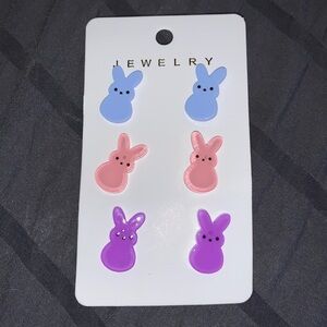 Peep Pierced Earrings, 3 Pairs, Baby Blue, Pink, Purple, Brand New